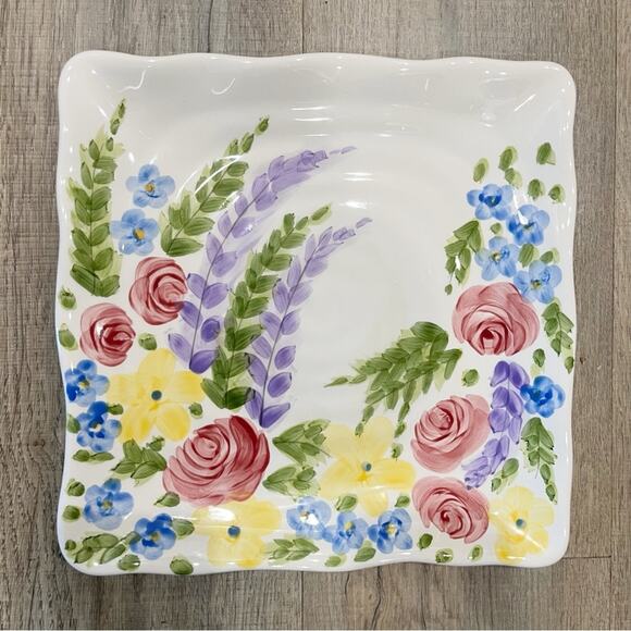 TableTops Gallery JARDIN Platter Hand Painted  Hand Crafted Serving Kitchen - Picture 2 of 8